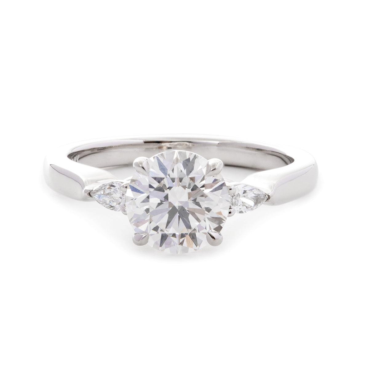 14K Yellow Gold Three Stone Oval Engagement Ring – 1.5ct Lab Diamond Design - FIORESE JEWELRY