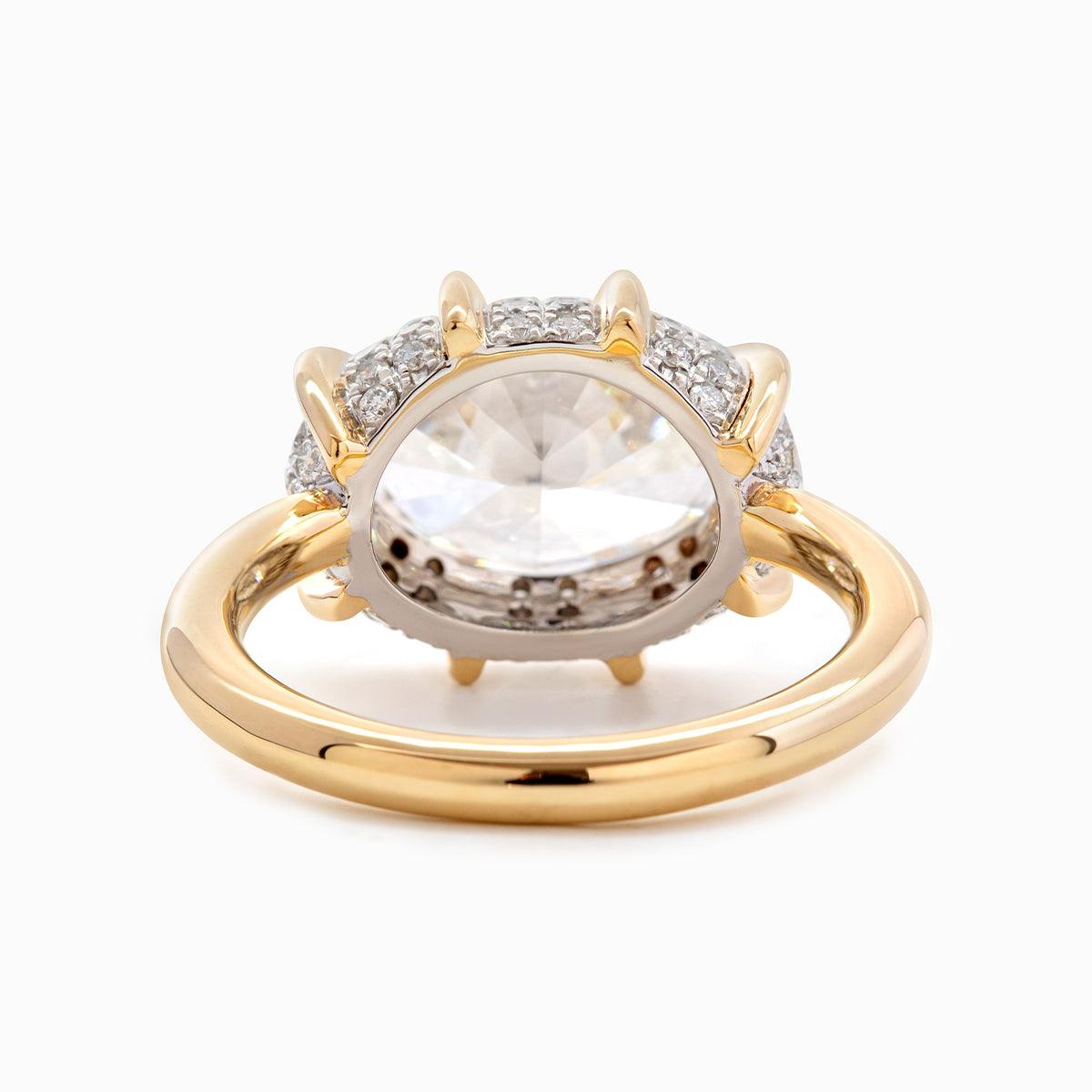 14K Yellow & White Gold 2.5ct Oval Cut Lab Diamond Halo Ring - FIORESE JEWELRY