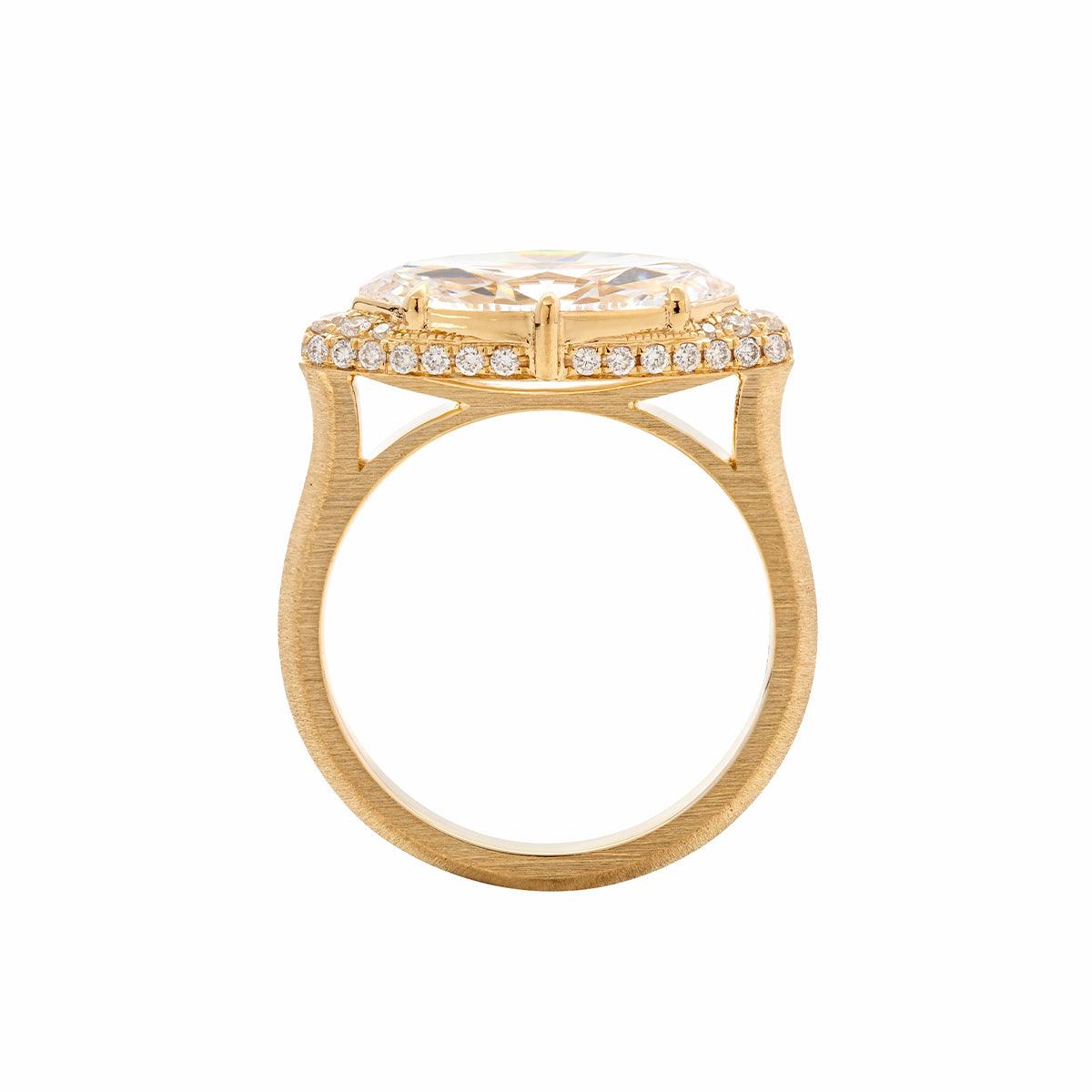 18K White Gold 2.5ct Marquise Cut Lab Diamond Halo Ring - FIORESE JEWELRY
