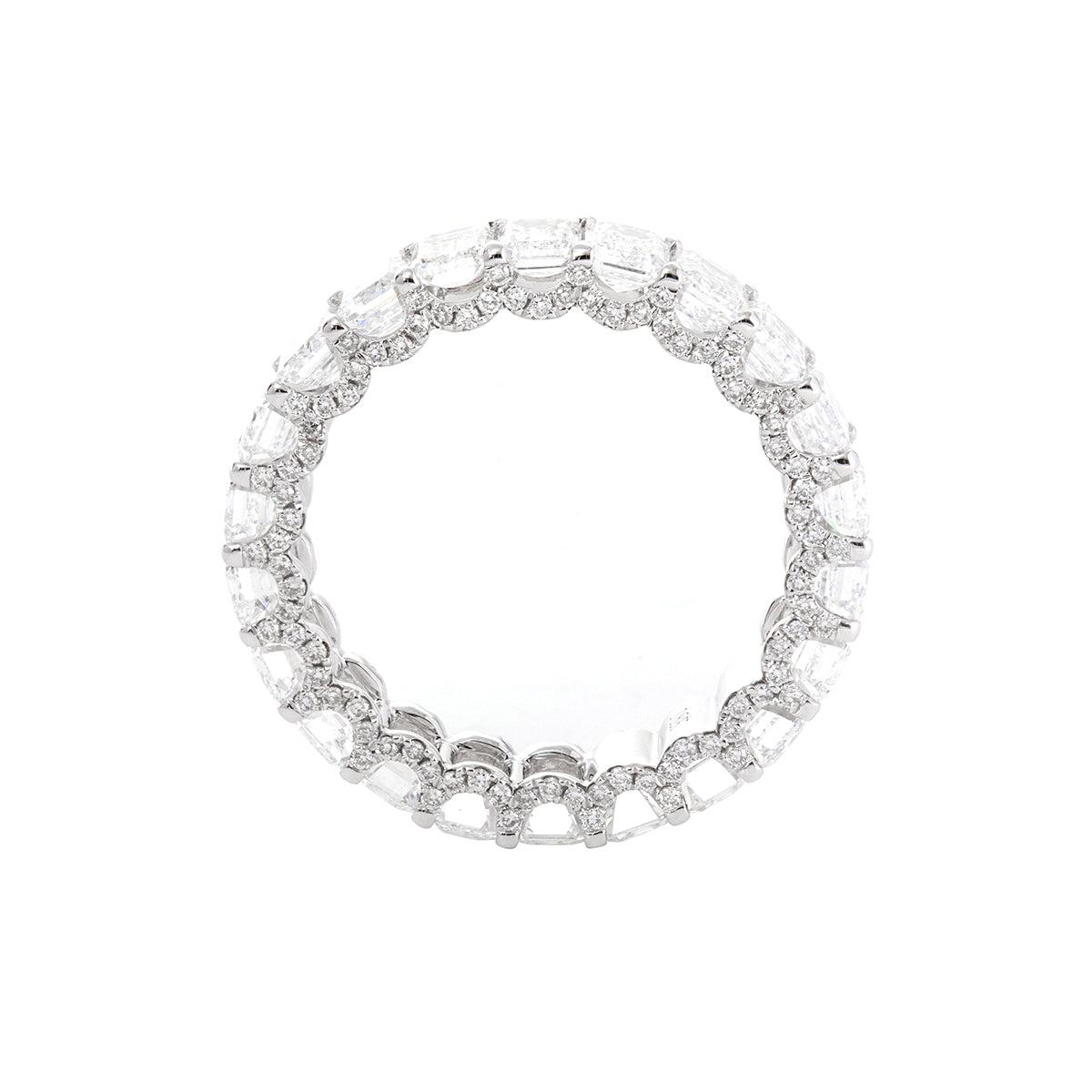 18K White Gold Emerald Cut & Round Cut Lab Diamond Eternity Ring - FIORESE JEWELRY