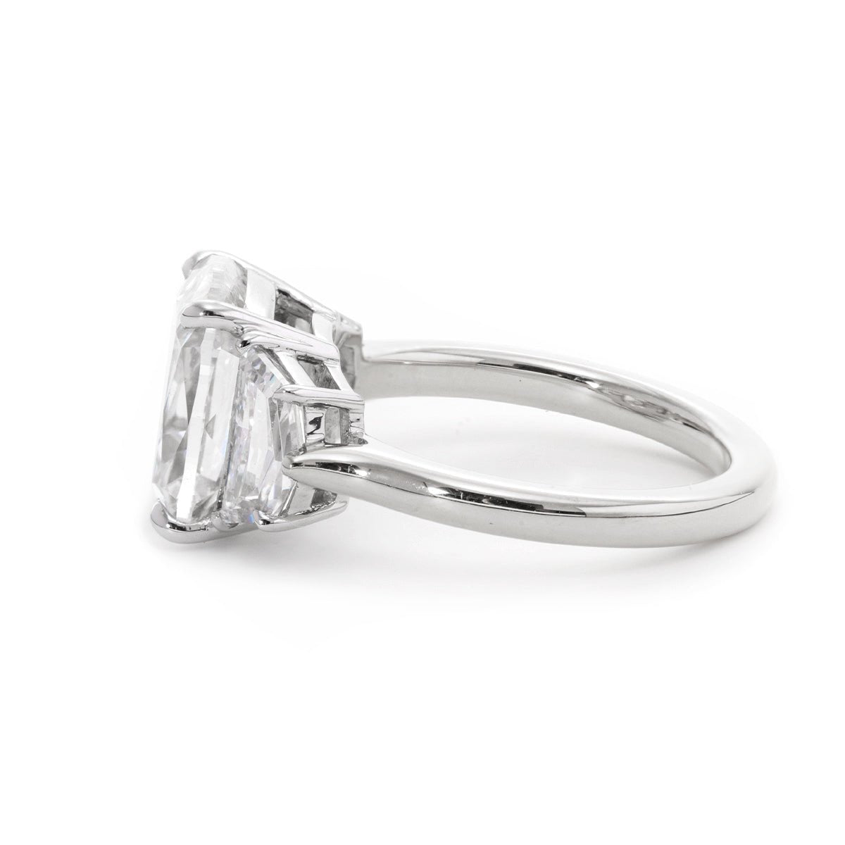 18K White Gold & Yellow Gold 4.5ct Old Mine Cut & Step cut Eldorado Lab Diamond Three Stone Ring - FIORESE JEWELRY