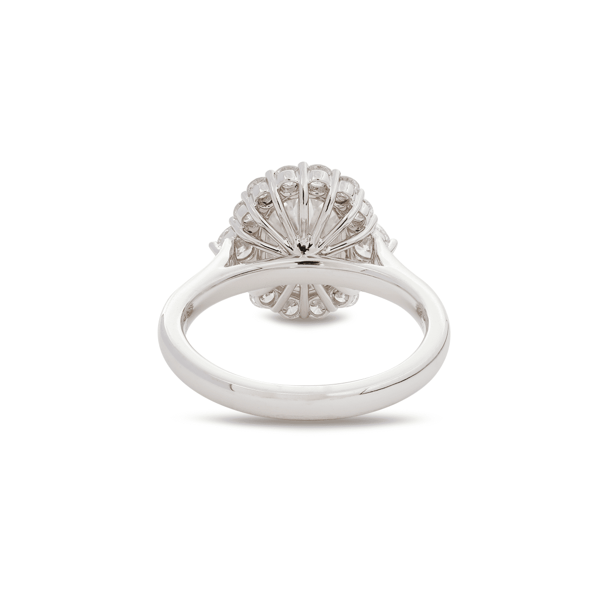 18K Yellow Gold 2ct Oval Old Mine Cut Lab Diamond Vintage Ring with a Round Diamond Halo - FIORESE JEWELRY