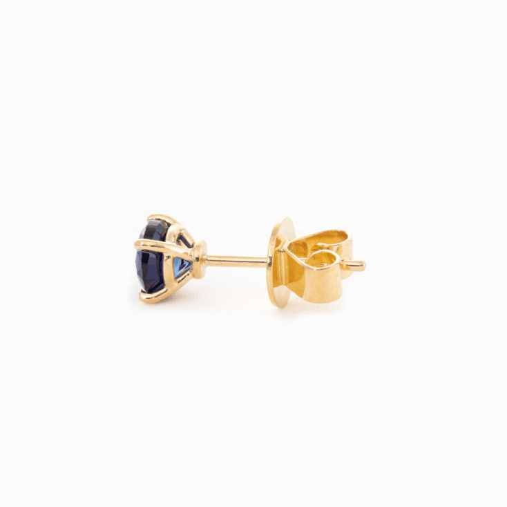 18K Yellow Gold 2ct tw Round Sapphire Stud Earrings - FIORESE JEWELRY