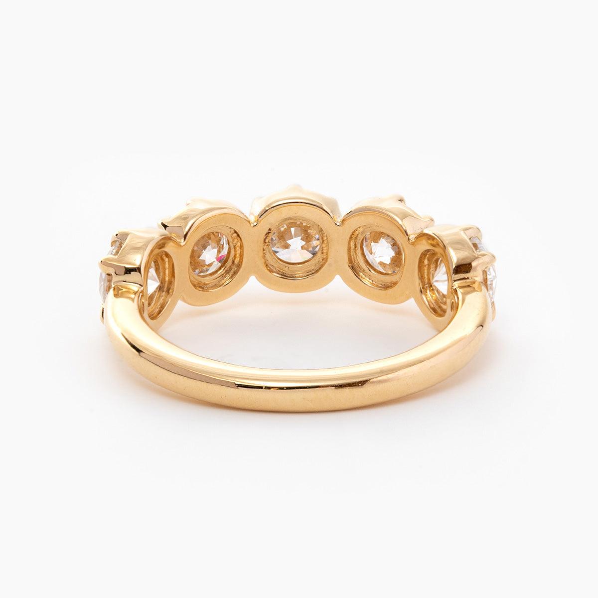 18K Yellow Gold 5 Stone Round Brilliant Cut Diamond Statement Ring - FIORESE JEWELRY