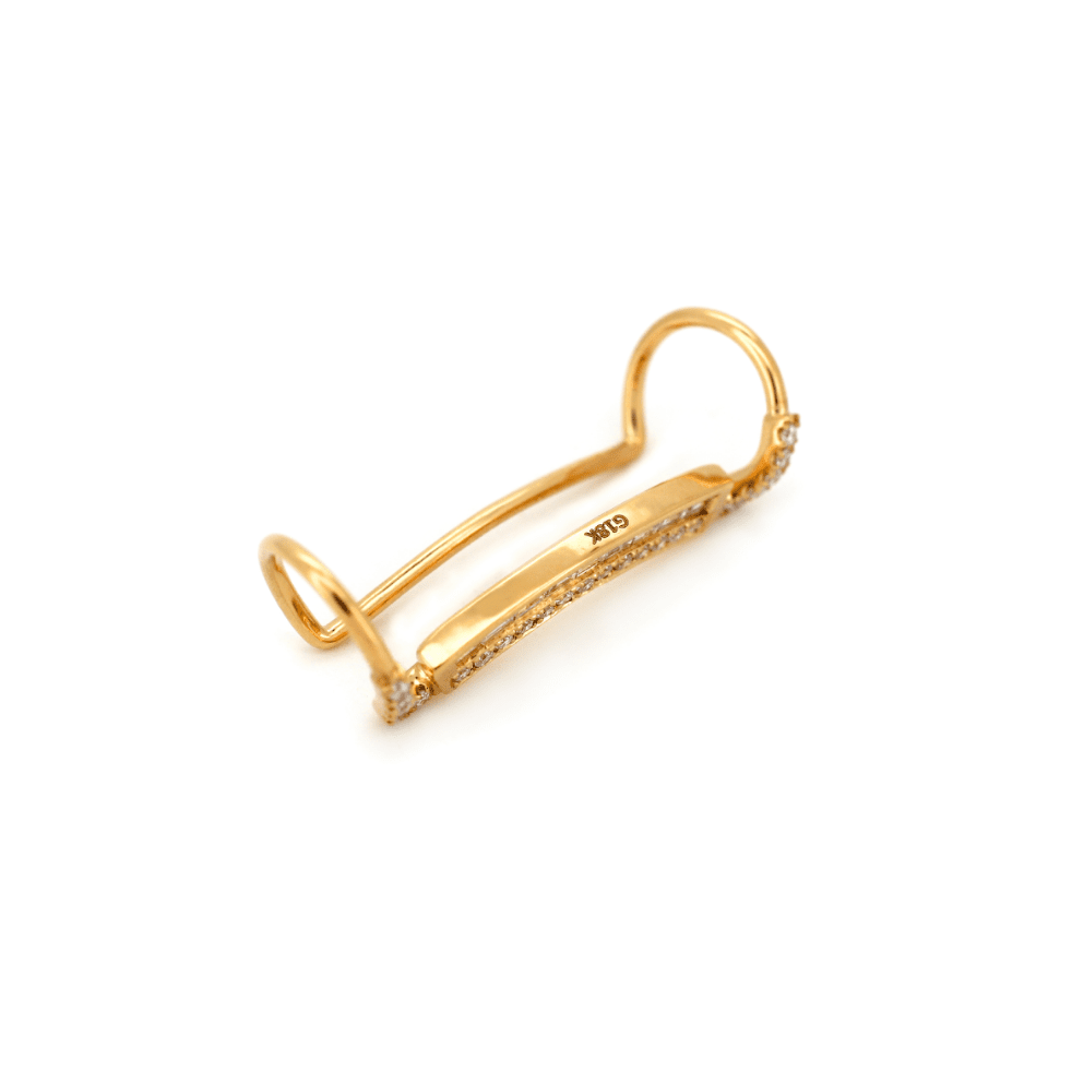 18K Yellow Gold Baguette Cut & Round Cut Lab Diamond Ear Cuffs - FIORESE JEWELRY
