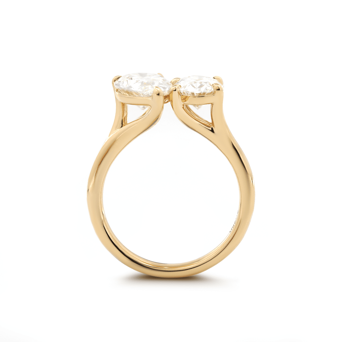 18K Yellow Gold Oval and Pear Lab Diamond Toi et Moi Ring - FIORESE JEWELRY