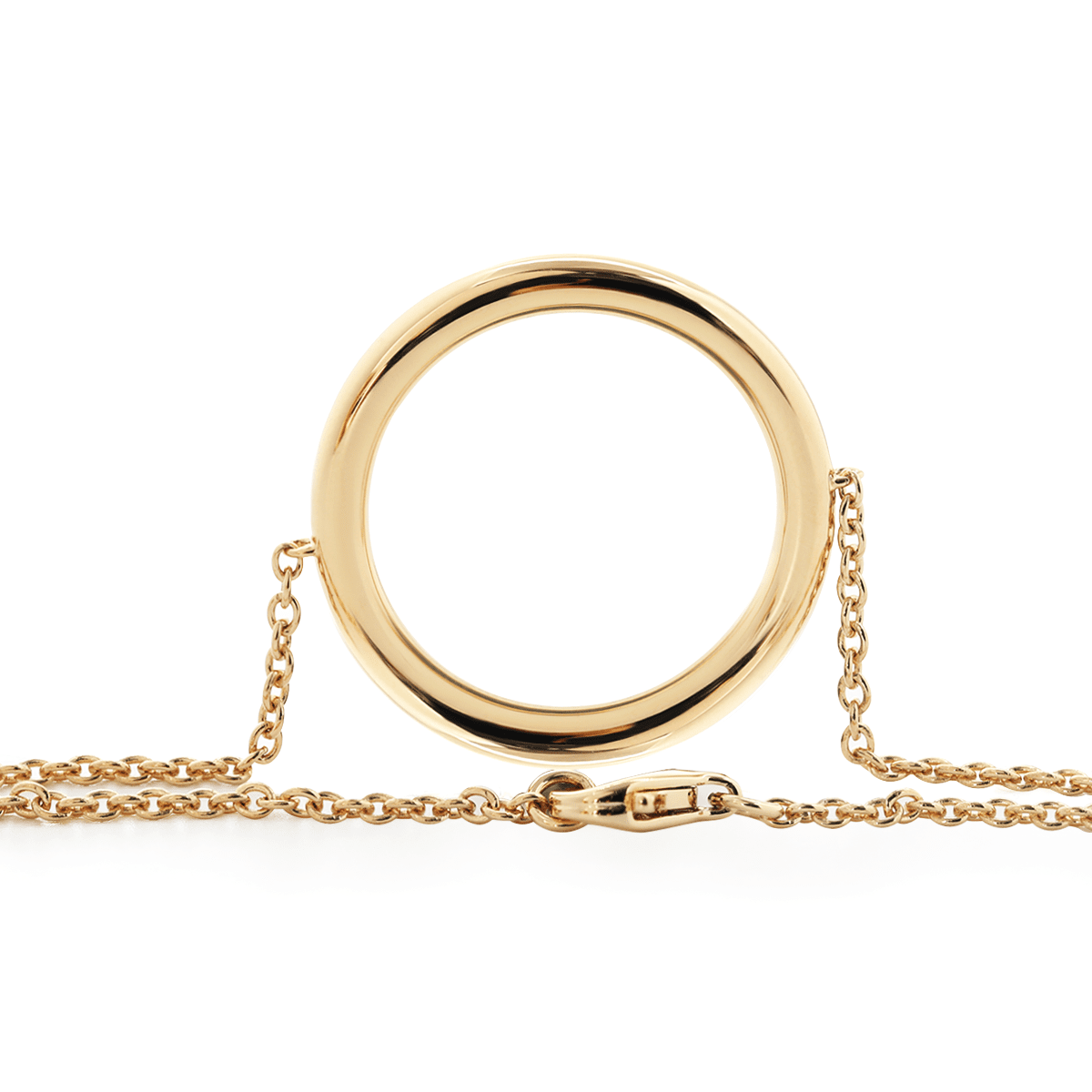 18K Yellow Gold Round Lab Diamond Pave Ring Shape Pendant Chain Bracelet - FIORESE JEWELRY