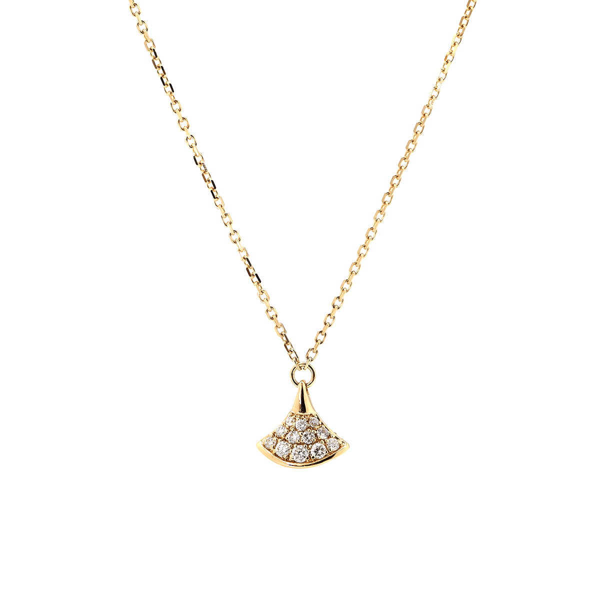 18K Yollow Gold Round Lab Diamond Skirt Pendant Necklace - FIORESE JEWELRY