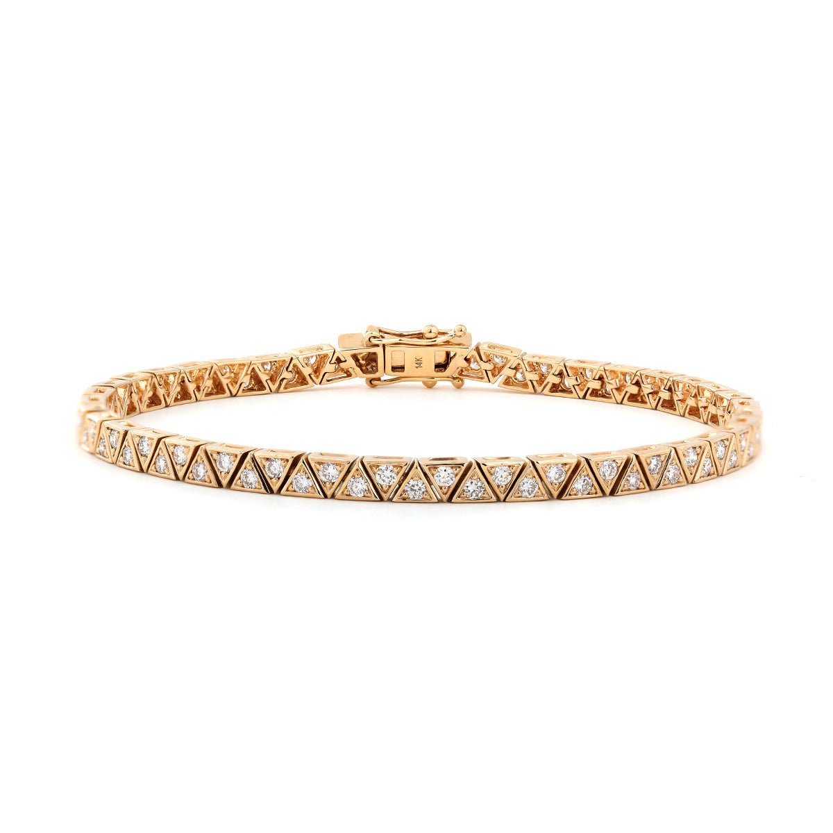 1.8mm Round Lab Diamond Three - Prong Triangle - Set Tennis Bracelet - FIORESE JEWELRY