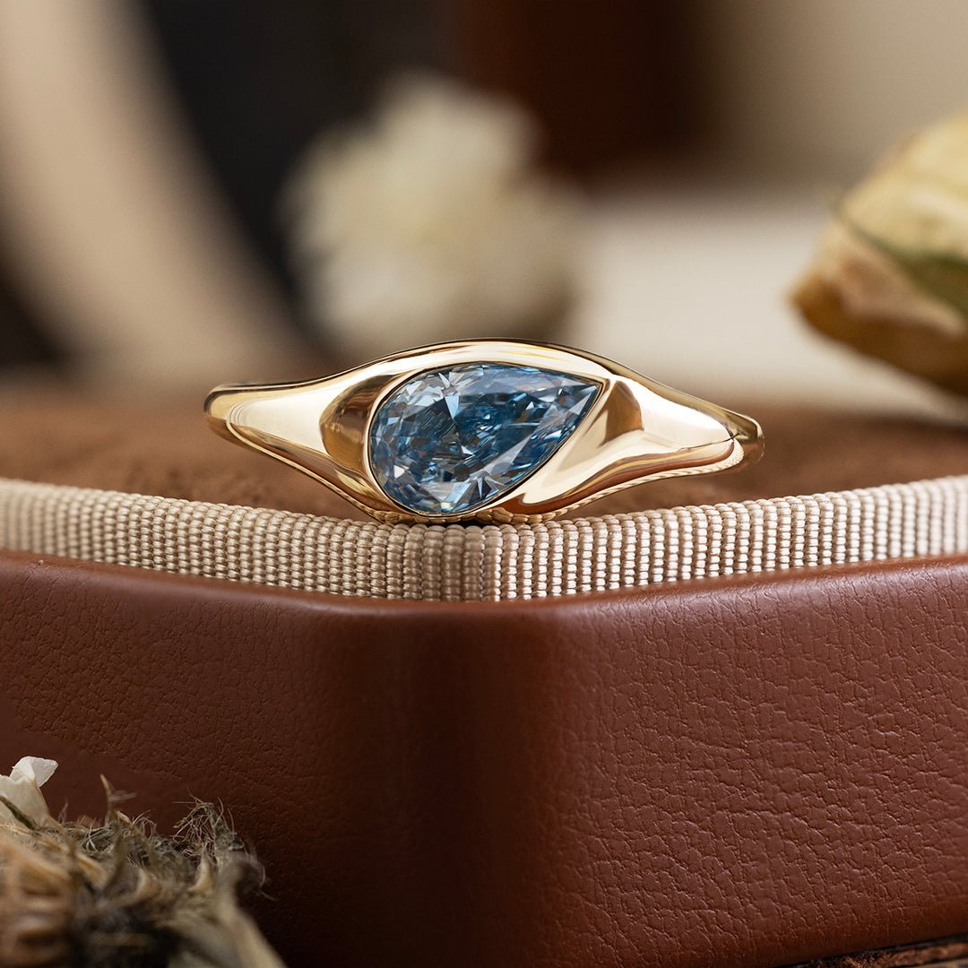 1CT Pear Shape Blue Lab diamond Engagement Ring - LGG Jewelry