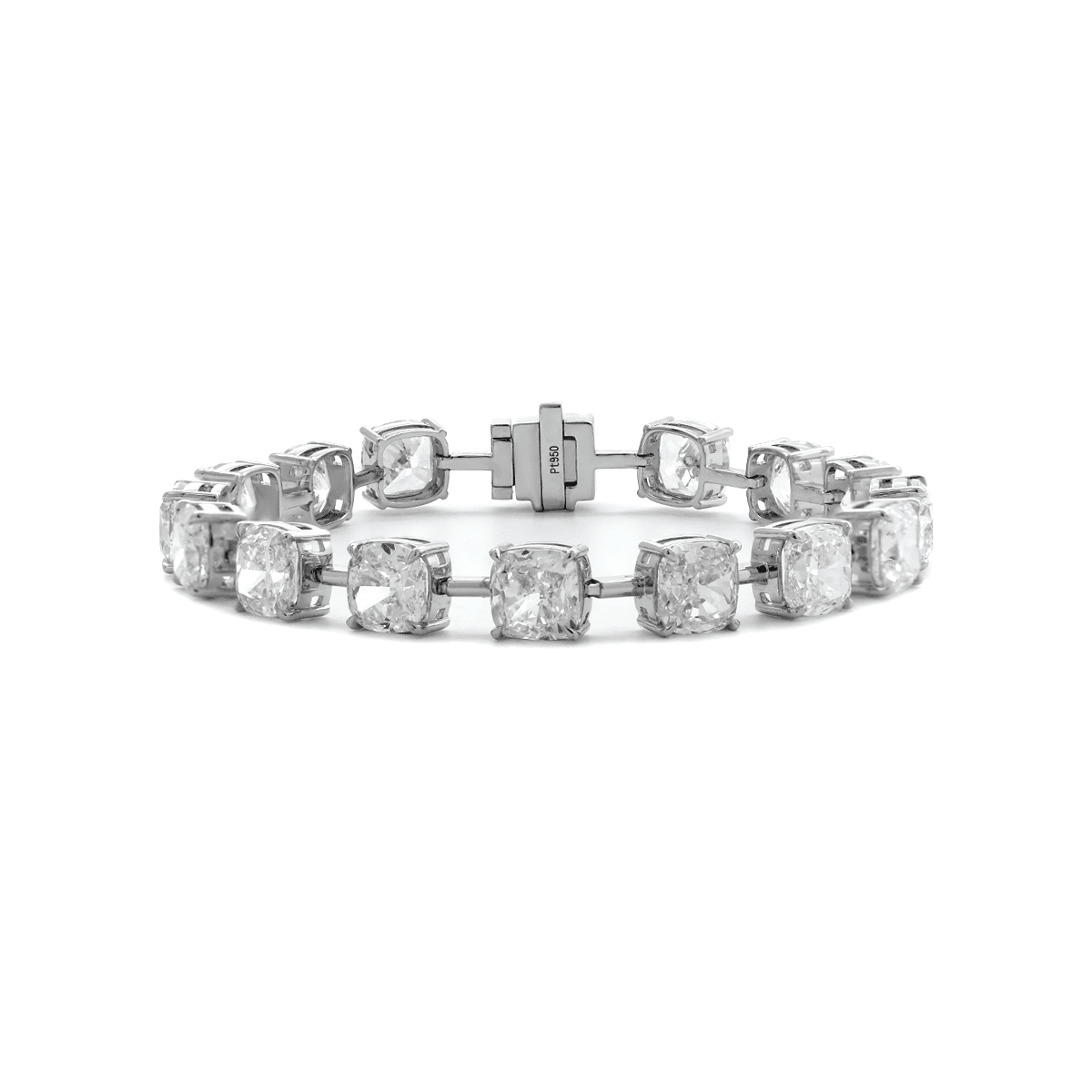 24 CT TW Cushion Cut Lab Diamond 4 - Claw Prong Basket Station Bracelet - FIORESE JEWELRY
