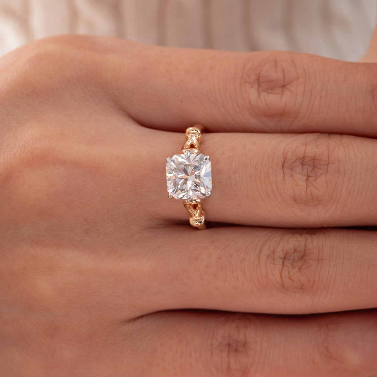 2.9CT Squral Radiant Cut Hearts & Arrows Two Tone Design Vintage Ring - FIORESE JEWELRY