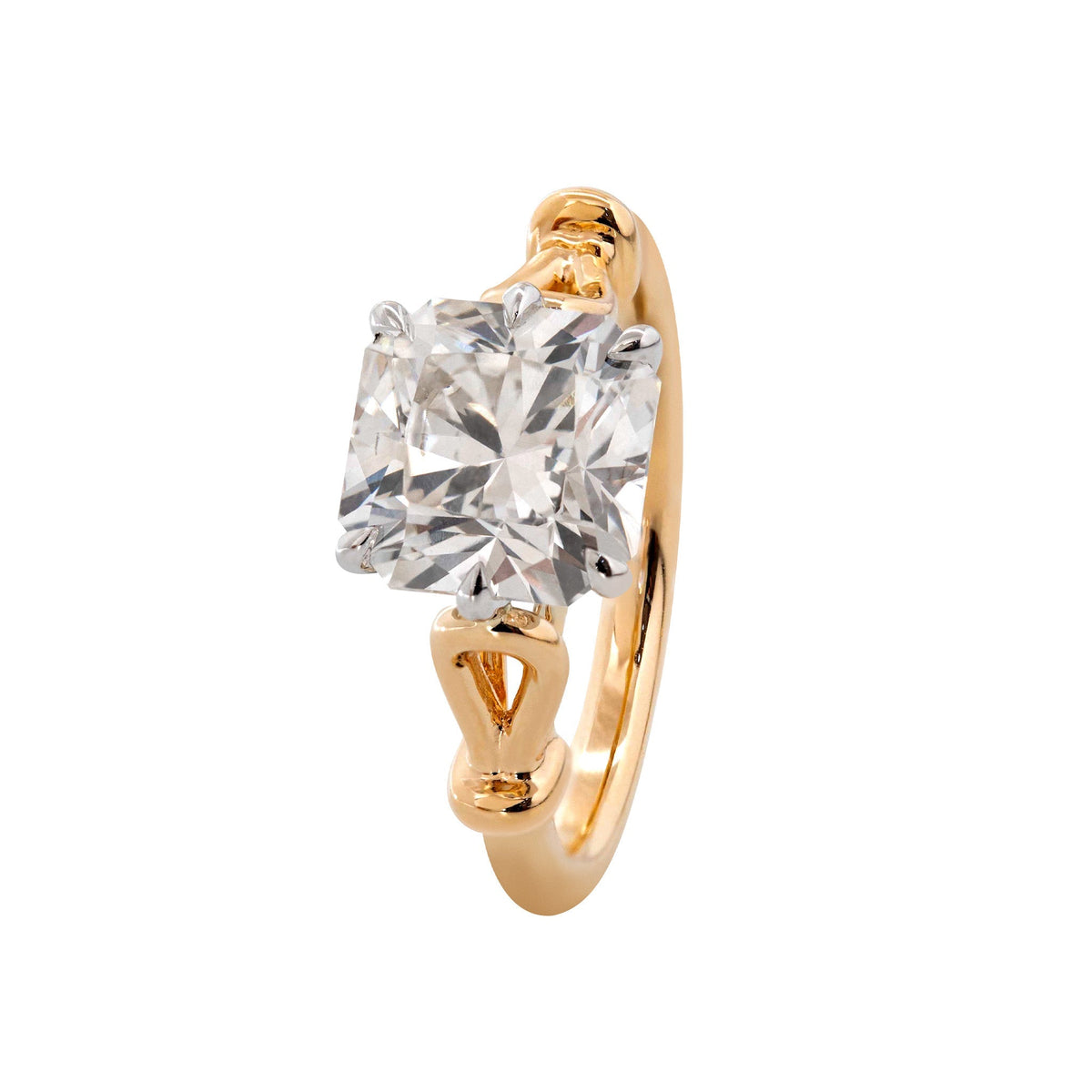 2.9CT Squral Radiant Cut Hearts & Arrows Two Tone Design Vintage Ring - FIORESE JEWELRY