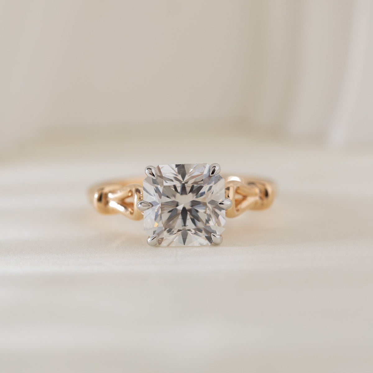 2.9CT Squral Radiant Cut Hearts & Arrows Two Tone Design Vintage Ring - FIORESE JEWELRY