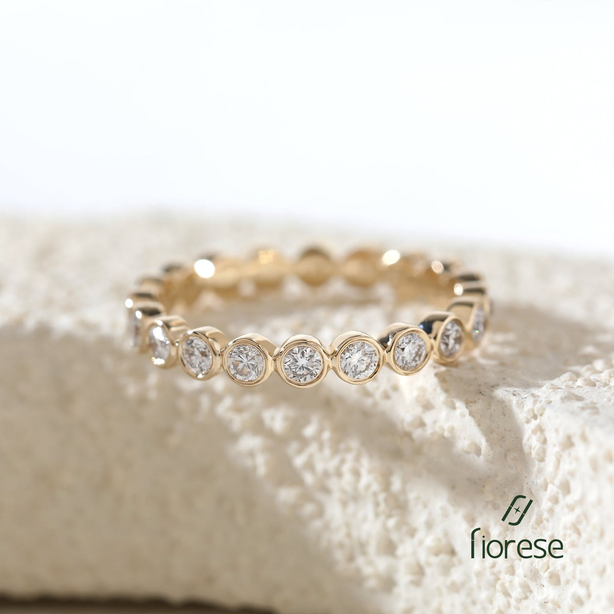 2mm Round Lab Diamond Bezel Eternity Ring - FIORESE JEWELRY