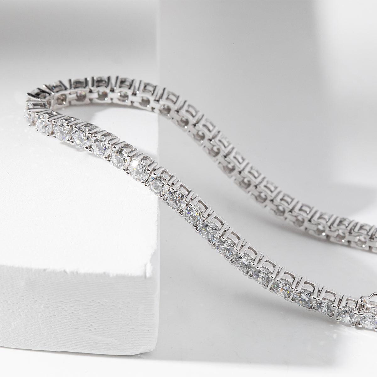 3.3mm Round Cut Lab Diamond 4 Prong Basket Tennis Bracelet Everyday Essential - FIORESE JEWELRY