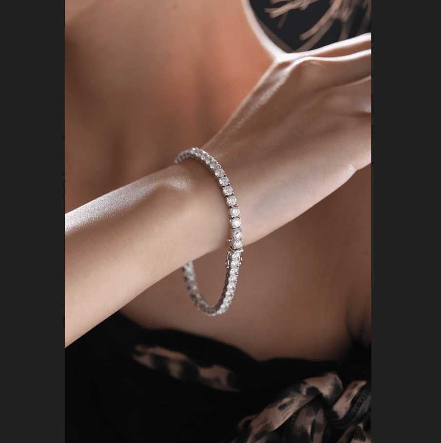 3.8mm Round Cut Lab Diamond 4 Prong Basket Tennis Bracelet Everyday Essential - FIORESE JEWELRY