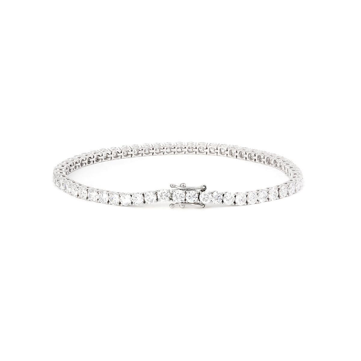 3.8mm Round Cut Lab Diamond 4 Prong Basket Tennis Bracelet Everyday Essential - FIORESE JEWELRY