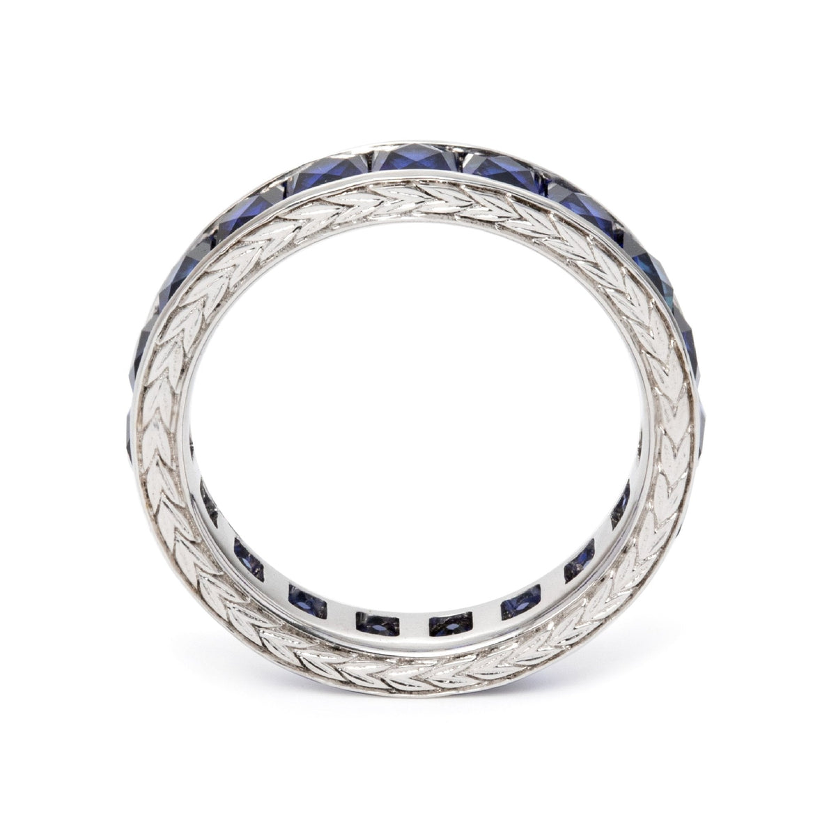 3mm Princess Cut Lab Sapphire Channel Setting Eternity Ring - FIORESE JEWELRY