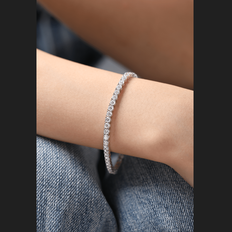 3mm Round Cut Lab Diamond 4 Prong Basket Tennis Bracelet Everyday Essential - FIORESE JEWELRY