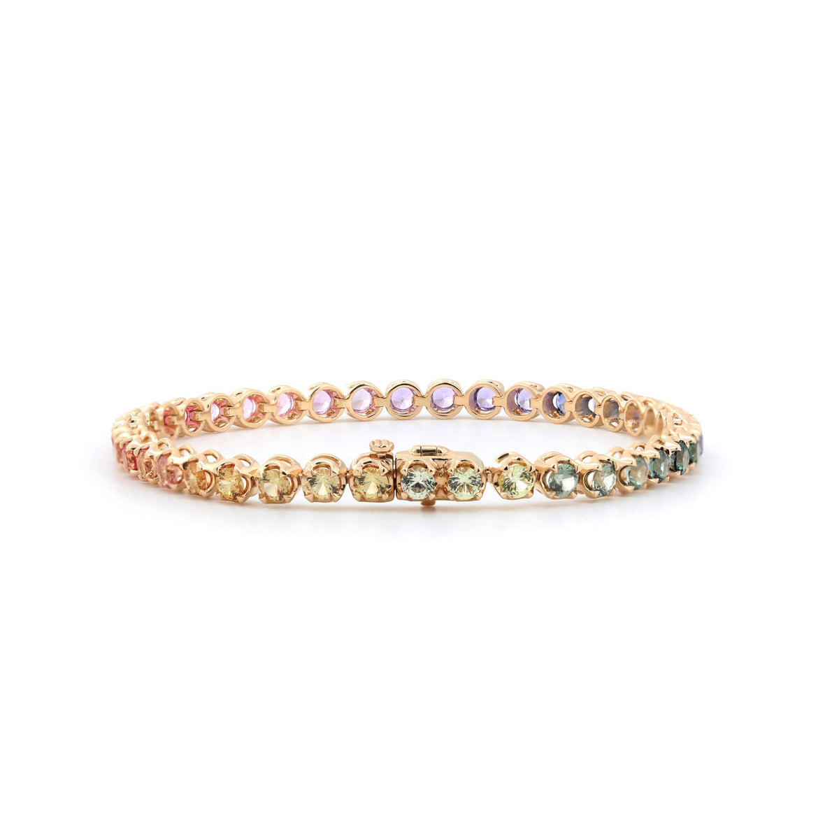 3mm Round Rainbow Corundum Crown-Set Tennis Bracelet - FIORESE JEWELRY