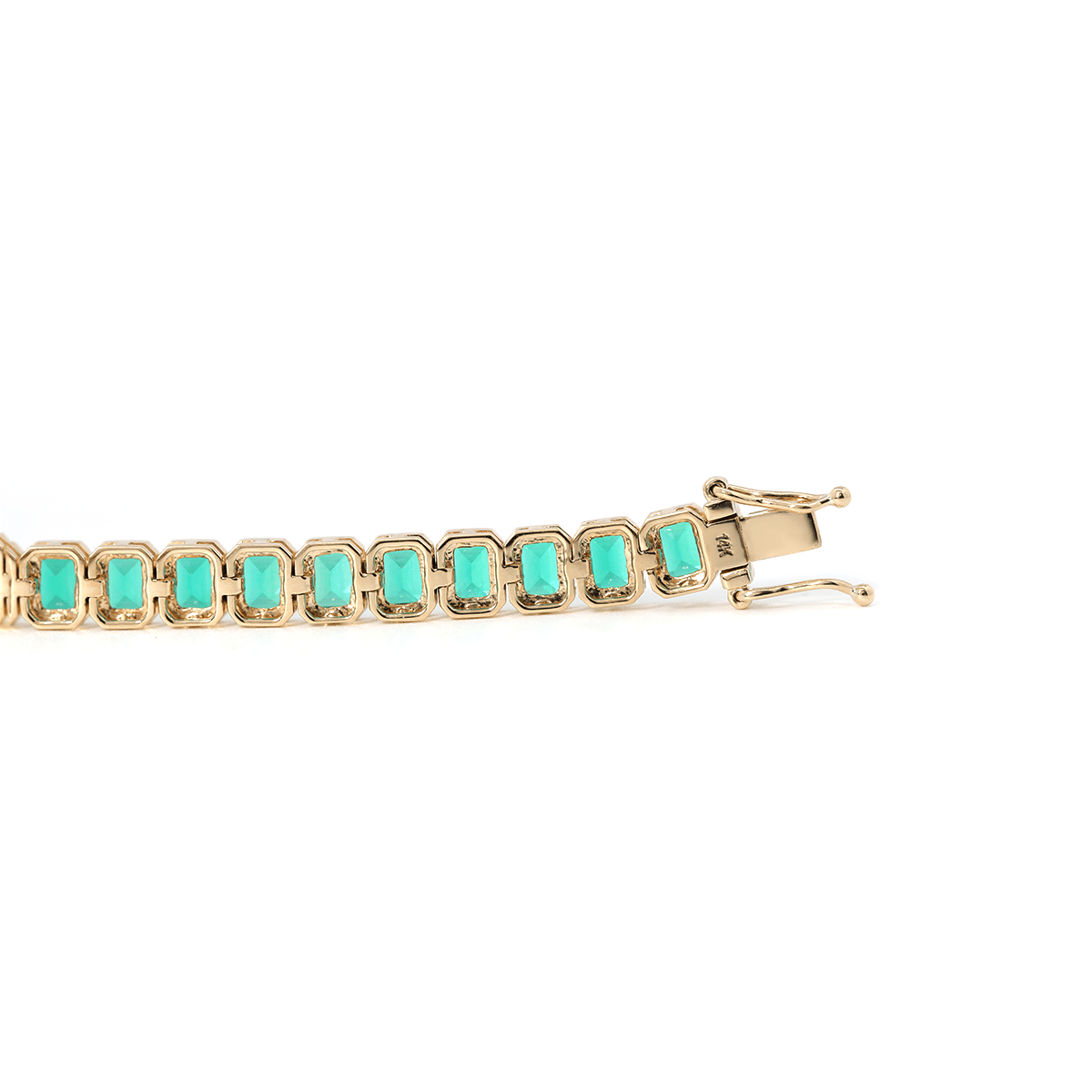 4×3mm Emerald Cut Lab Zambian Emerald Bezel - Set Tennis Bracelet with Box Clasp and Double Safety - FIORESE JEWELRY