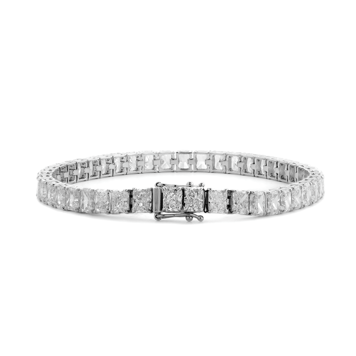4×3mm Radiant Cut Lab Diamond 4 - Prong Basket Tennis Bracelet with Box Clasp and Double Safety - FIORESE JEWELRY