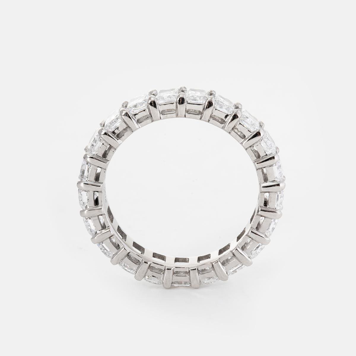 4*3mm Radiant Cut Lab Diamond Shared Claw Prong Basket Eternity Ring - FIORESE JEWELRY