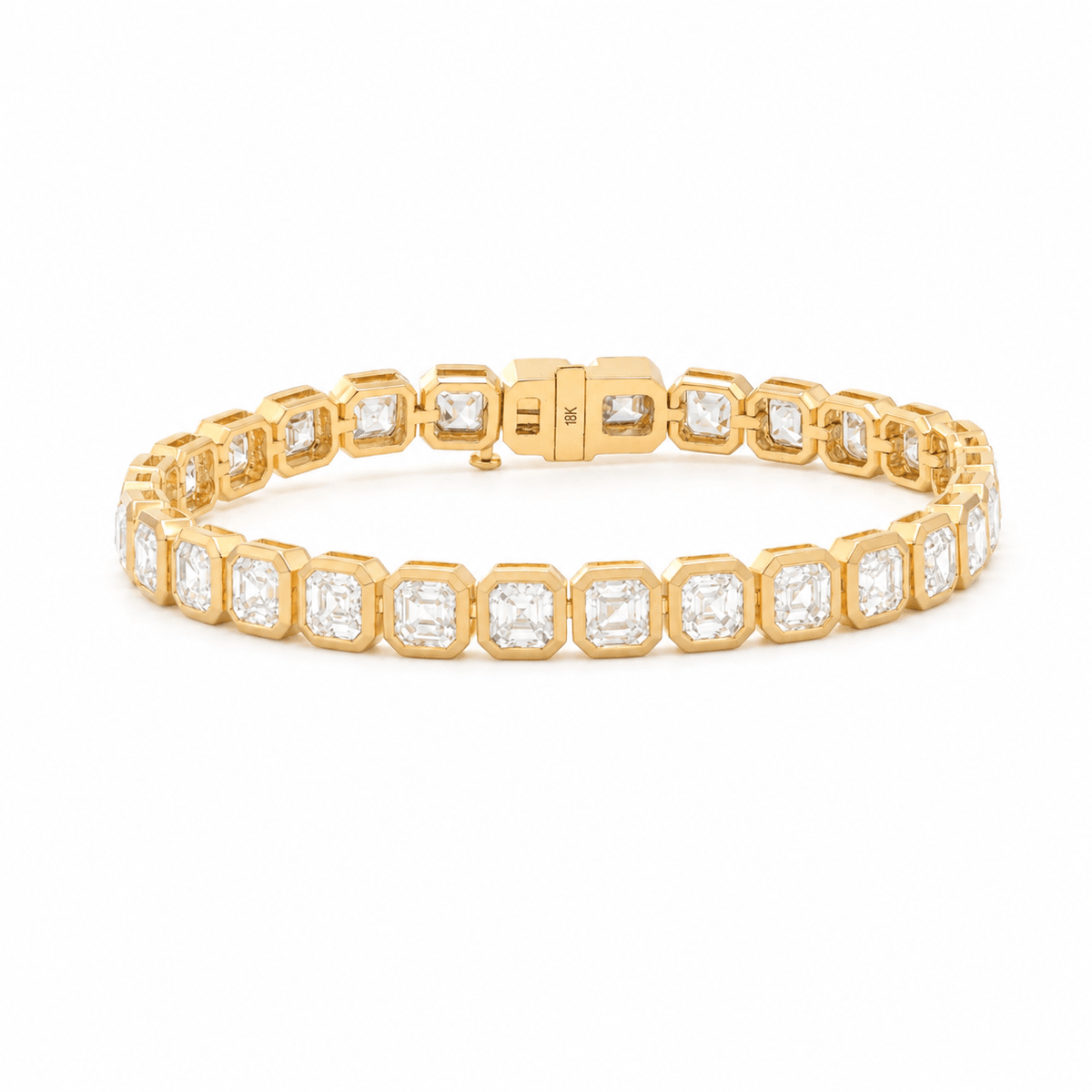 4×4mm Asscher-Cut Lab Diamond Bezel Tennis Bracelet - FIORESE JEWELRY