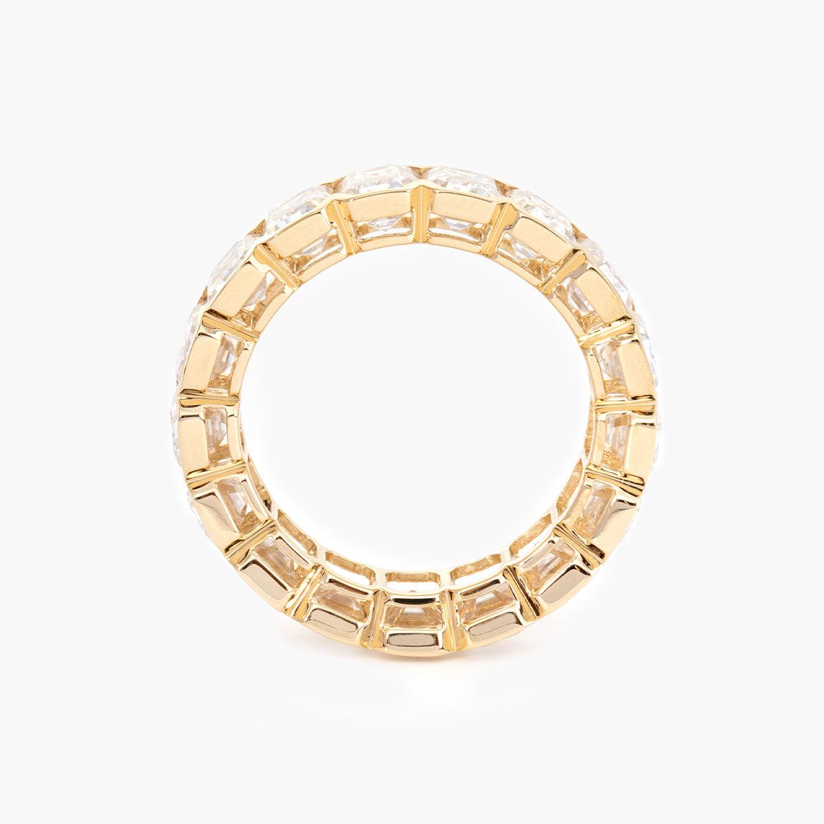 5*3mm Emerald Cut Lab Diamond Half Bezel Basket Eternity Ring - FIORESE JEWELRY