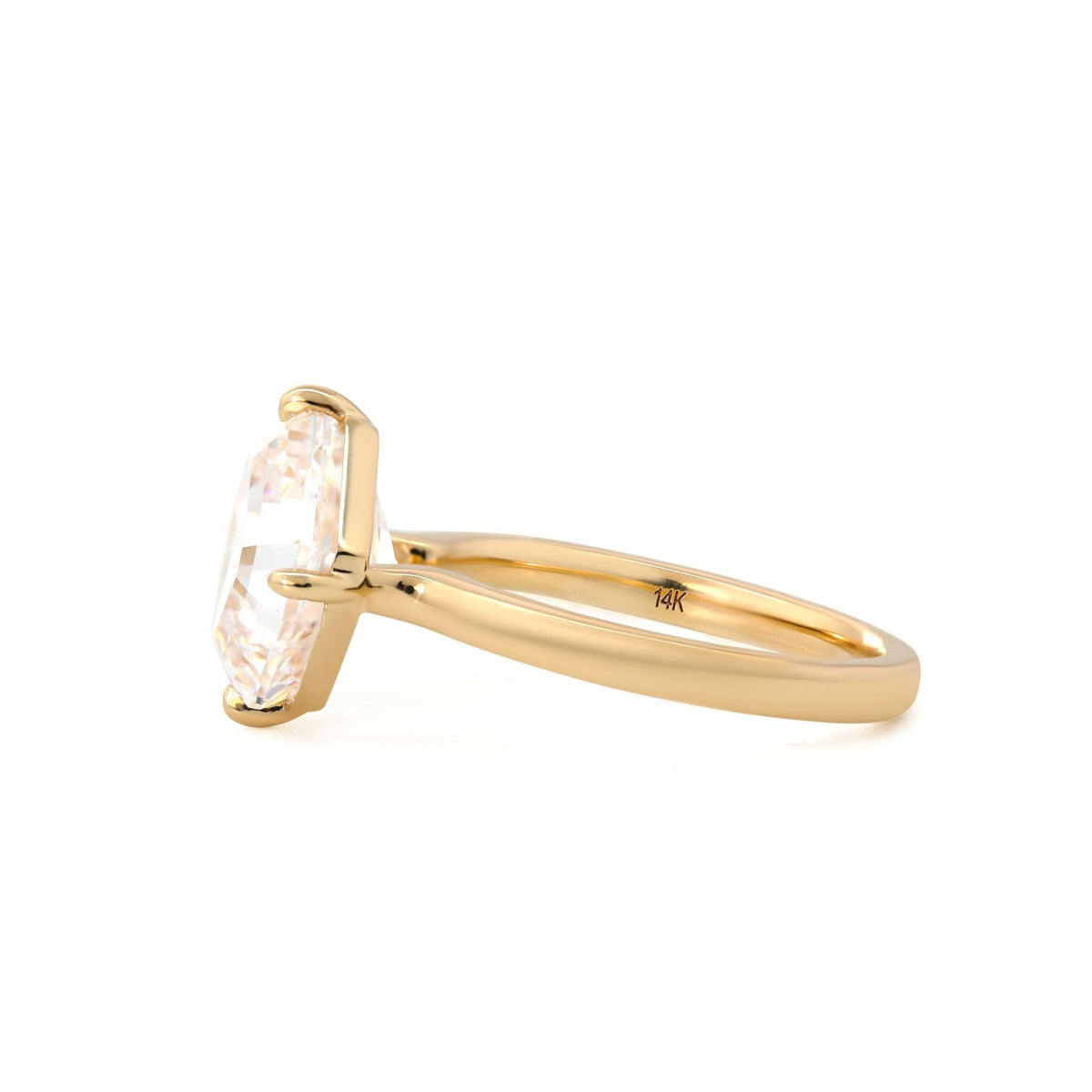Antique Asscher - Cut Lab Diamond 4 - Claw Solitaire Ring with Floating Head Design - FIORESE JEWELRY