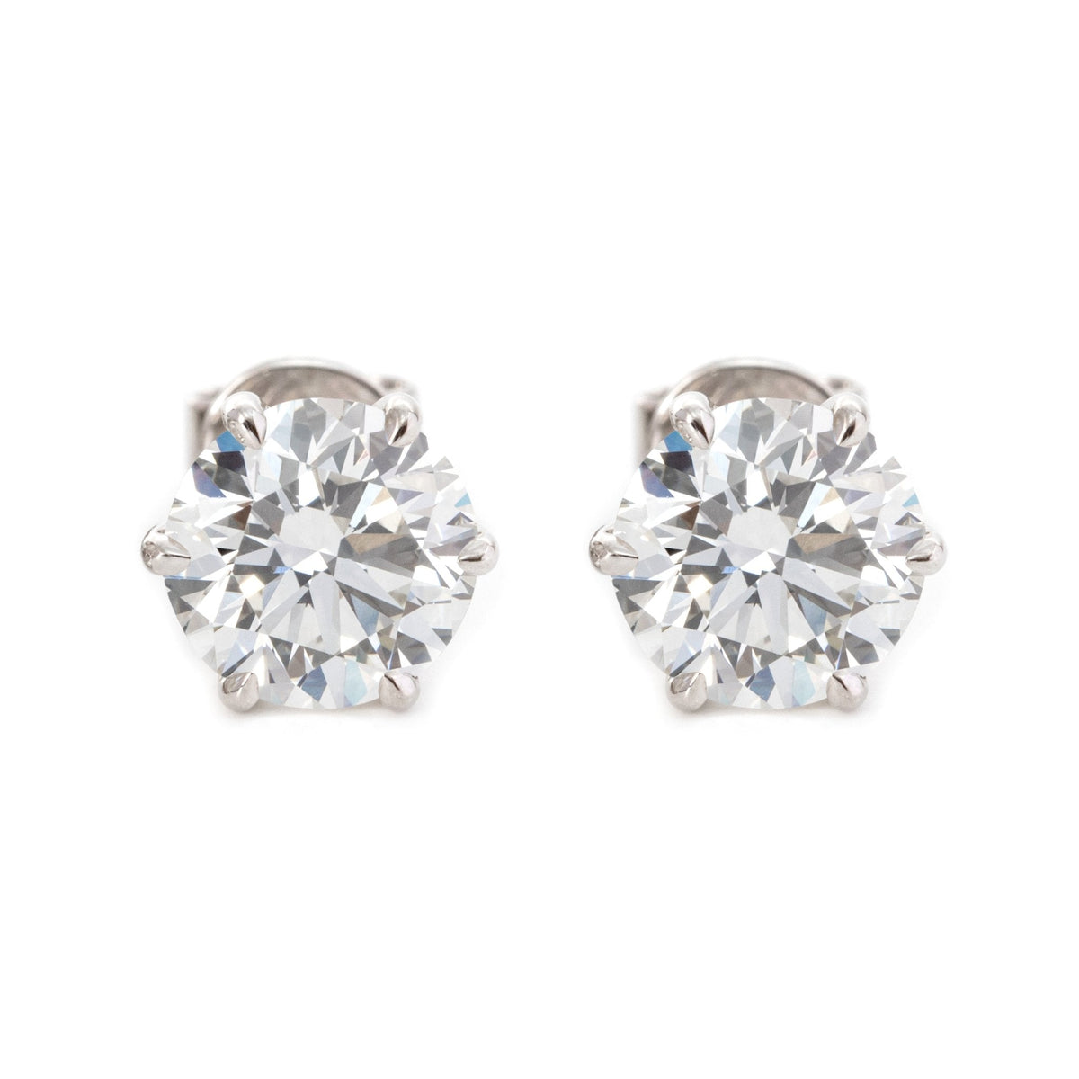 Cherished Moments 2 ct tw Round Cut Lab Diamond 6 Claw Prong Martini Stud Earrings (DE/G Color, VS Clarity) - FIORESE JEWELRY
