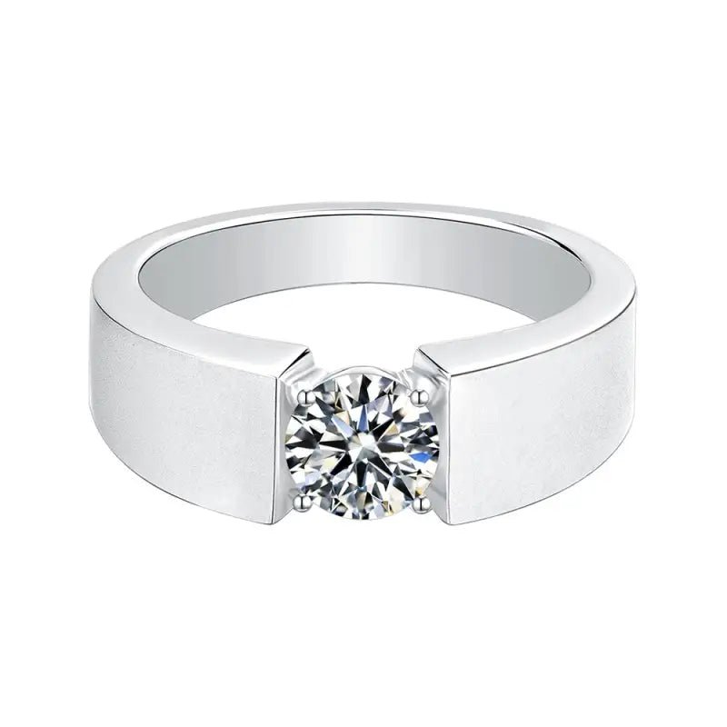 Classic 1 Ct Round Lab Diamond Four Prongs Wedding Ring For Men - LGG Jewelry