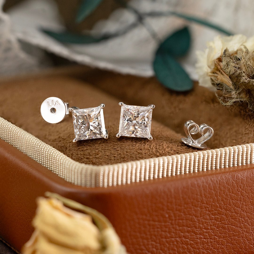 Classic Princess Cut Lab Diamond Four Prongs Ear Studs - LGG Jewelry