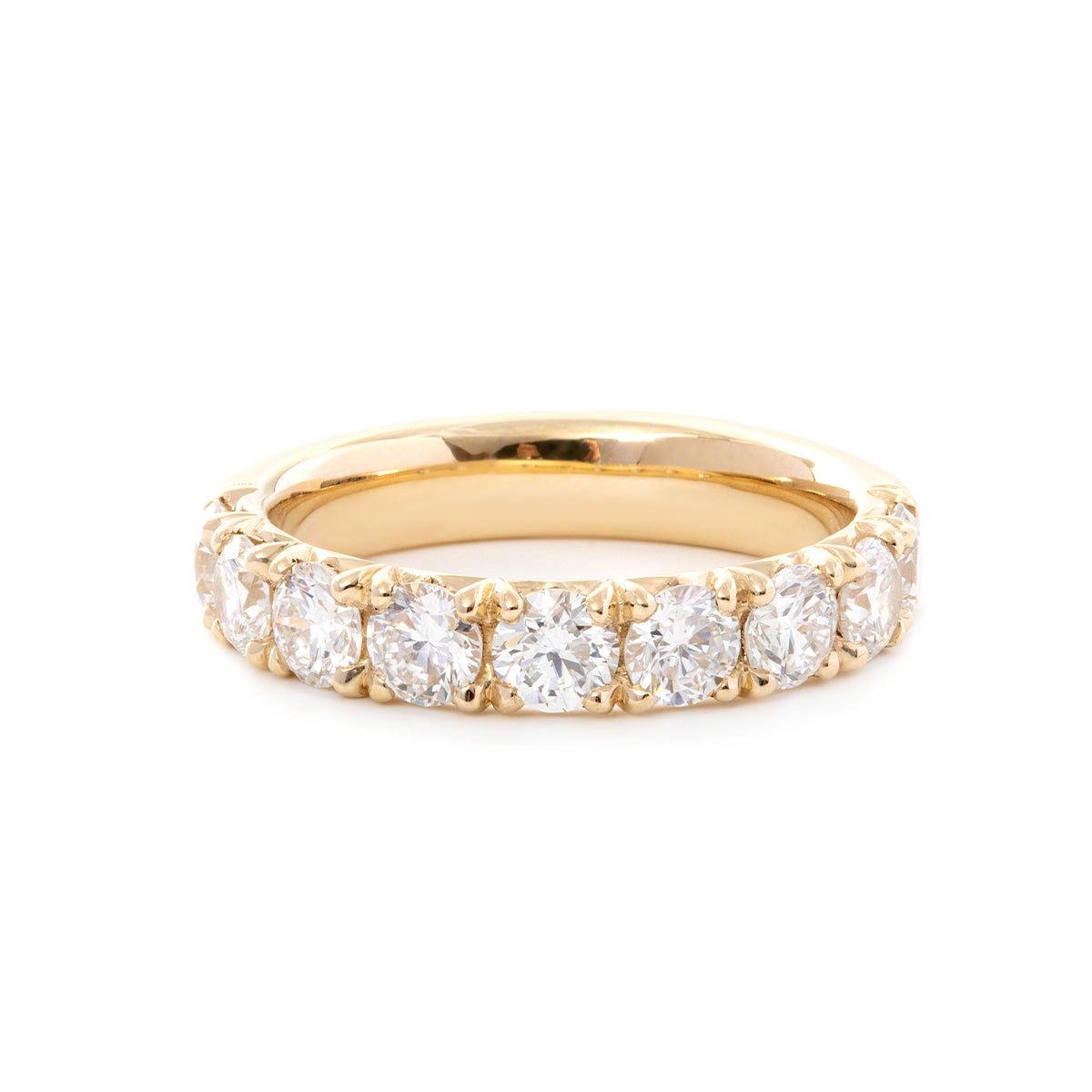 Cushion Cut Lab Diamond 4 - Claw Cathedral Bridal Set — Solitaire Engagement Ring with French Pavé Half Eternity Band - FIORESE JEWELRY