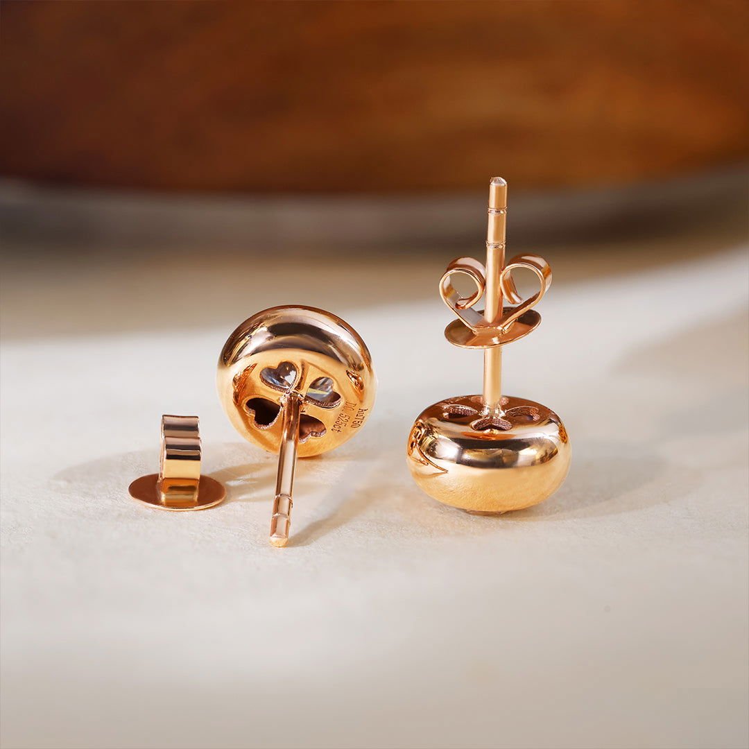 Elegant Button Round Cut Lab Diamond Bezel Ear Studs - LGG Jewelry