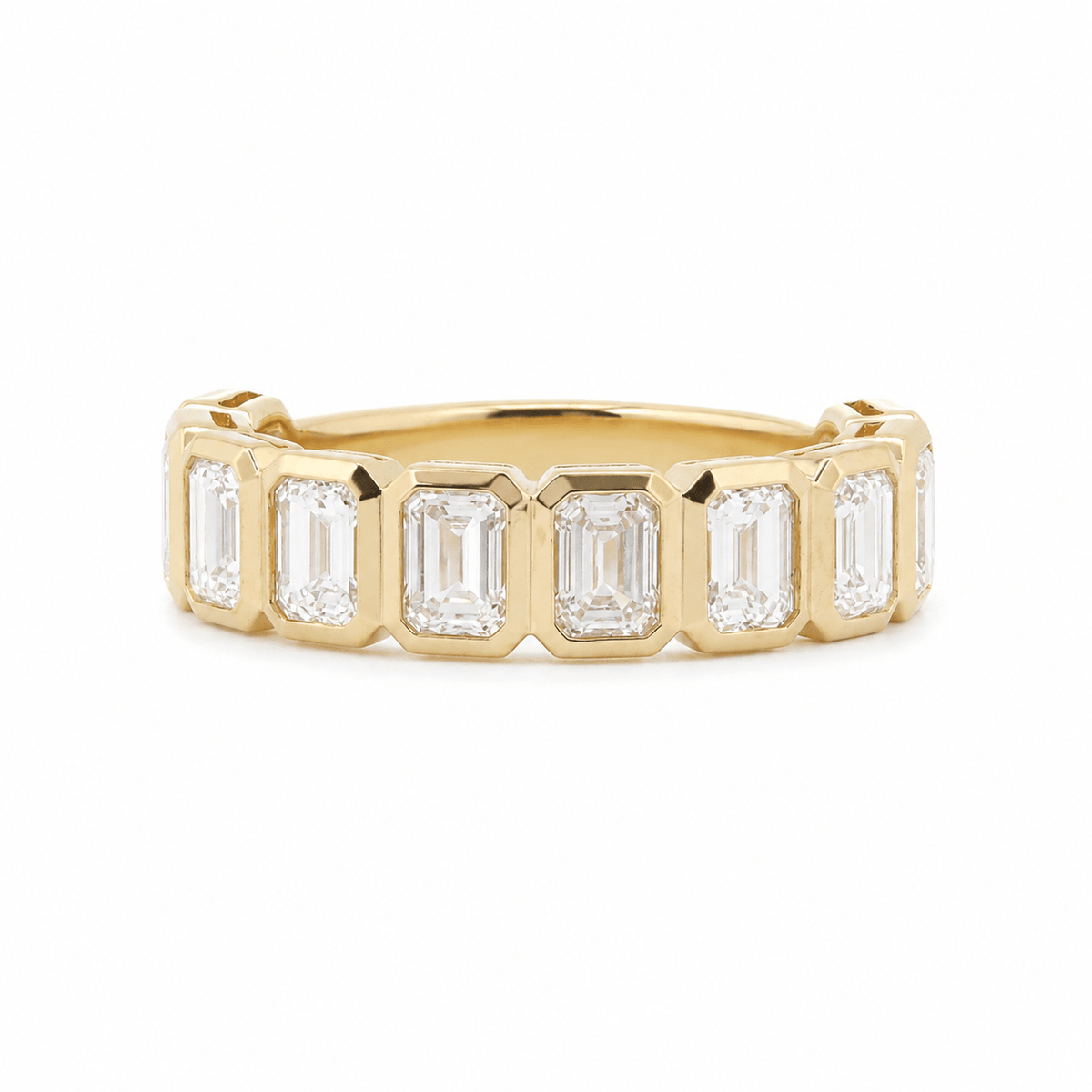 Emerald-Cut Lab Diamond Bezel 2/3 Eternity Ring - FIORESE JEWELRY