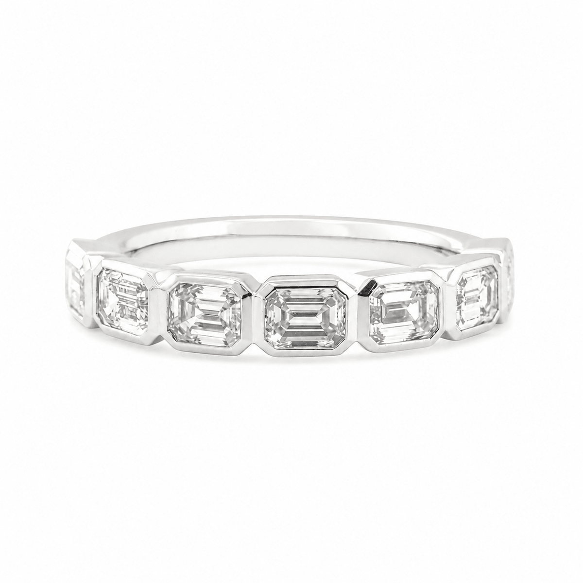 Emerald-Cut Lab Diamond East-West Bezel Half Eternity Ring - FIORESE JEWELRY