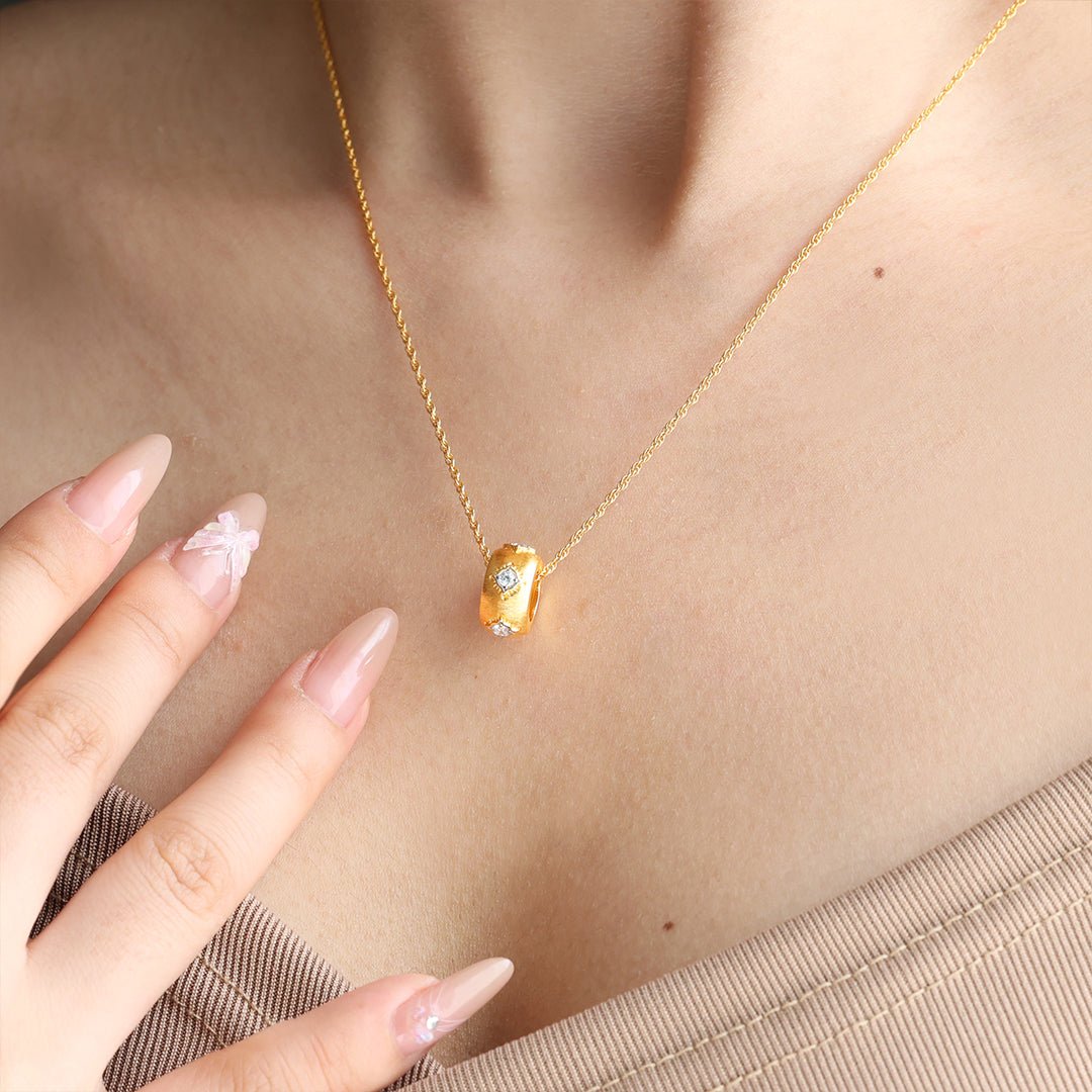 Gold Brushed CZ Necklace - LGG Jewelry