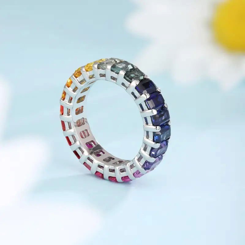 Graduating Pink Sapphire Four Prongs Eternity Band - LGG Jewelry
