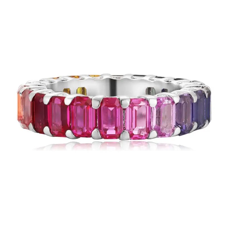 Graduating Pink Sapphire Four Prongs Eternity Band - LGG Jewelry