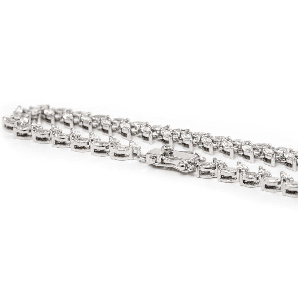 Marquise Cut Lab Diamond Two - Prong Basket Tennis Bracelet with Willow - Inspired Design - FIORESE JEWELRY