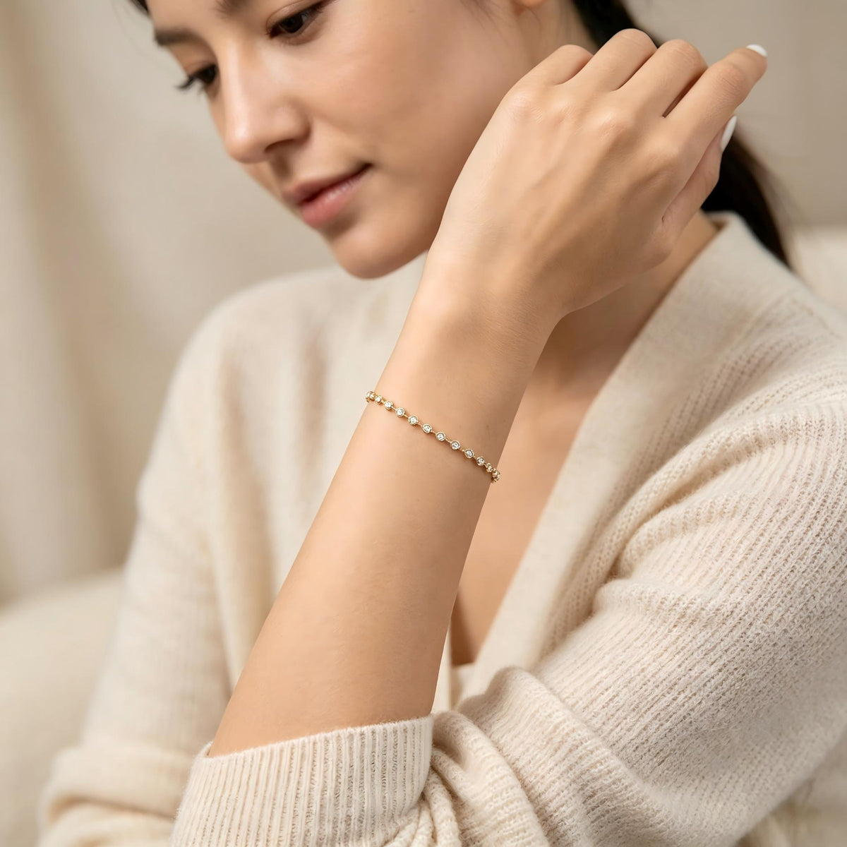 Minimalist Bezel Set Diamond Tennis Bracelet - LGG Jewelry