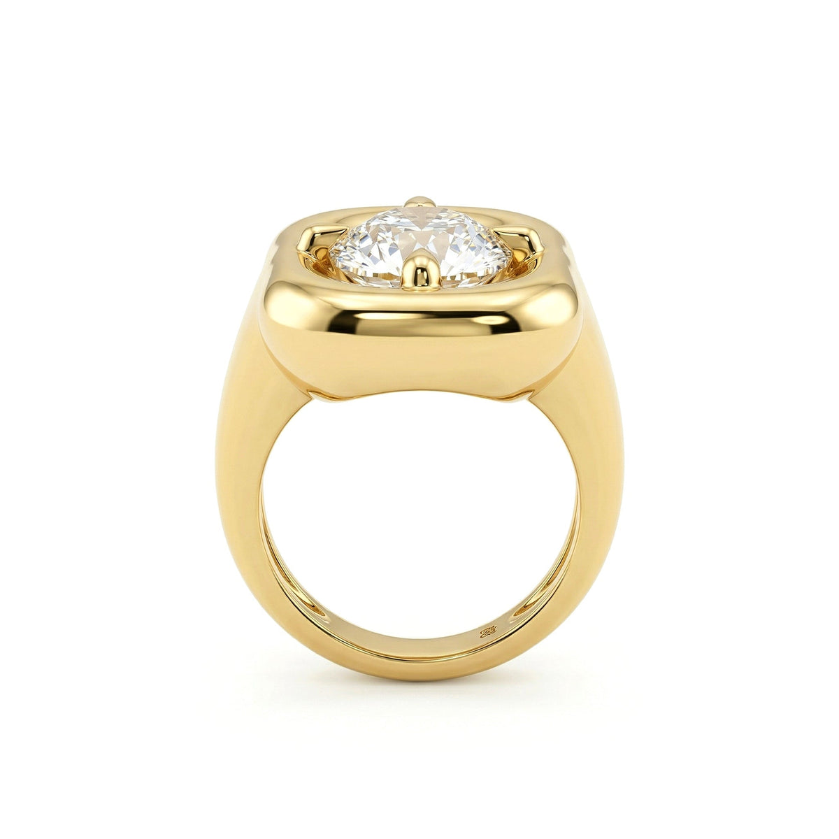Modern Vintage Pillow Four - prong Bezel Set Old European Cut Lab Diamond Ring - FIORESE JEWELRY