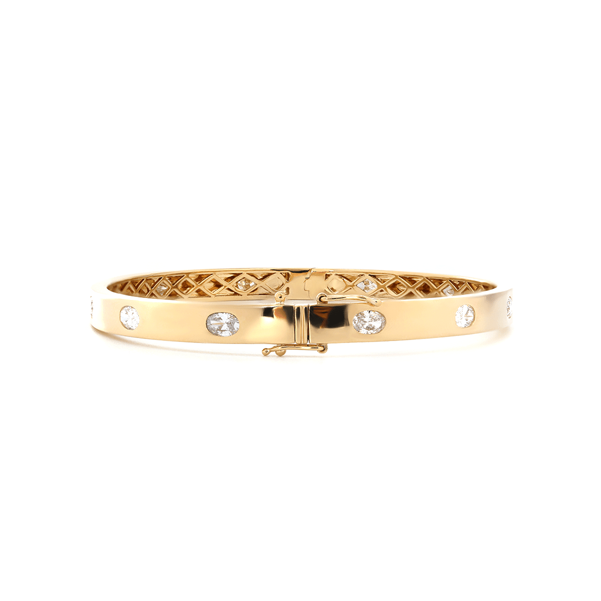Oval Cut Lab Diamond Bezel - Set Bangle Bracelet - FIORESE JEWELRY