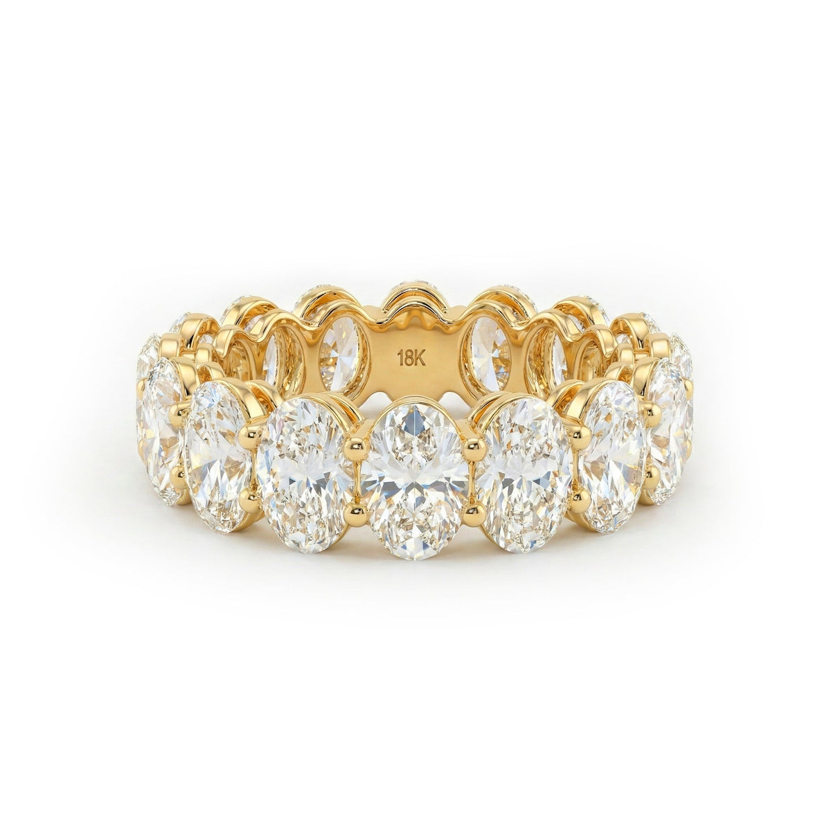 Oval - Cut Lab Diamond Eternity Ring with Shared Prong Basket - FIORESE JEWELRY