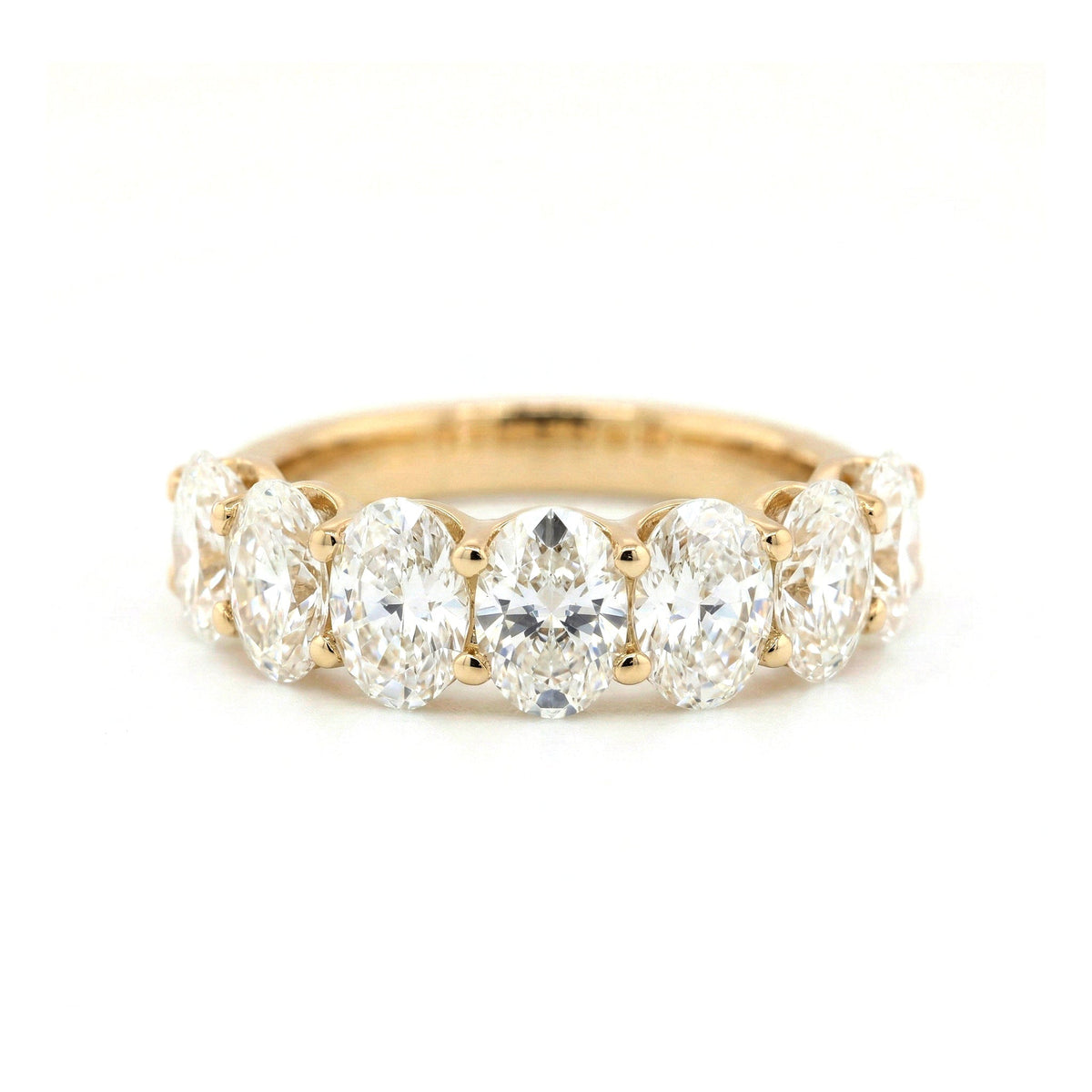 Oval - Cut Lab Diamond Half Eternity Ring with Shared Prong Setting - FIORESE JEWELRY