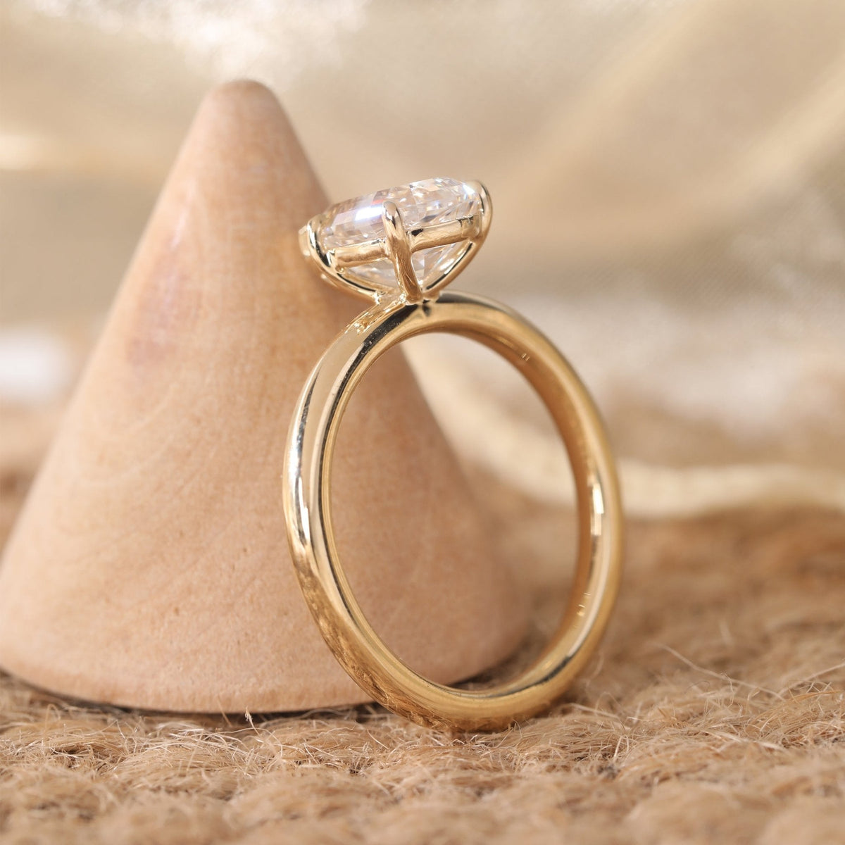 Pear - Cut Lab Diamond Solitaire Ring with 5 - Prong Martini Setting - FIORESE JEWELRY