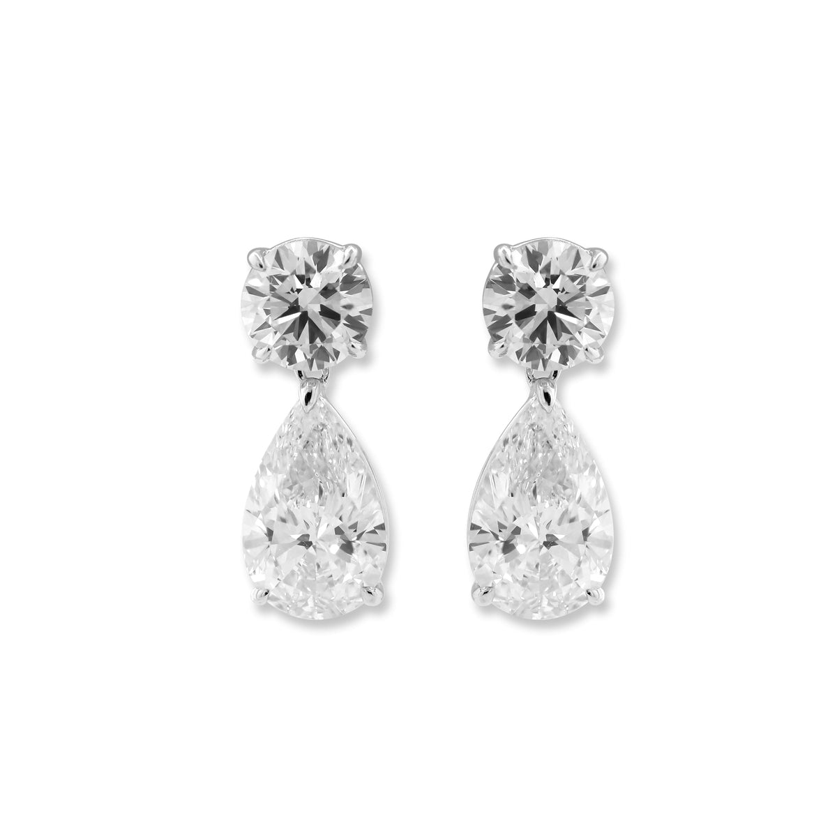 Pear & Round Lab Diamond Dangle Stud Earrings - FIORESE JEWELRY