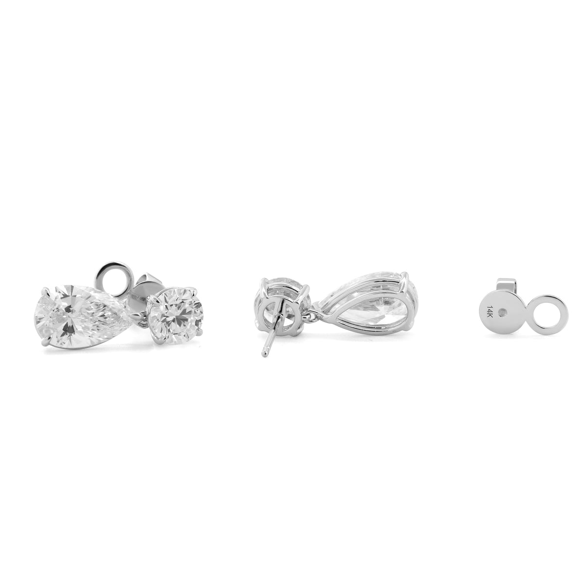 Pear & Round Lab Diamond Dangle Stud Earrings - FIORESE JEWELRY